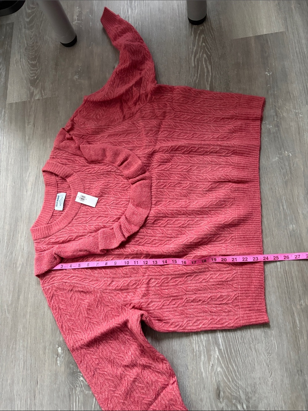 Old Navy Wool-Blend Cropped Ruffle Sweater, Mauve Rose, NWT - Picture 13 of 13